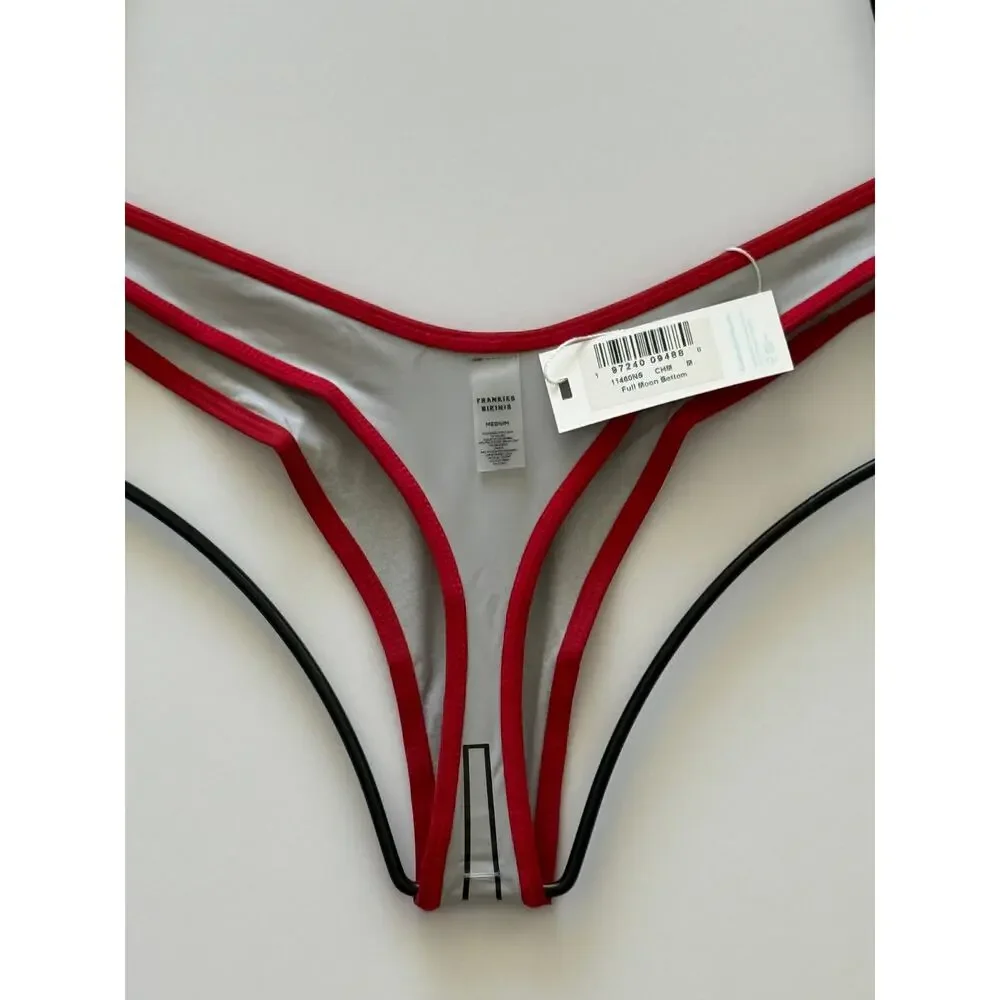 NWT Frankies Bikinis Full Moon Micro Thong Bikini Bottom Cherry Mint Medium M
